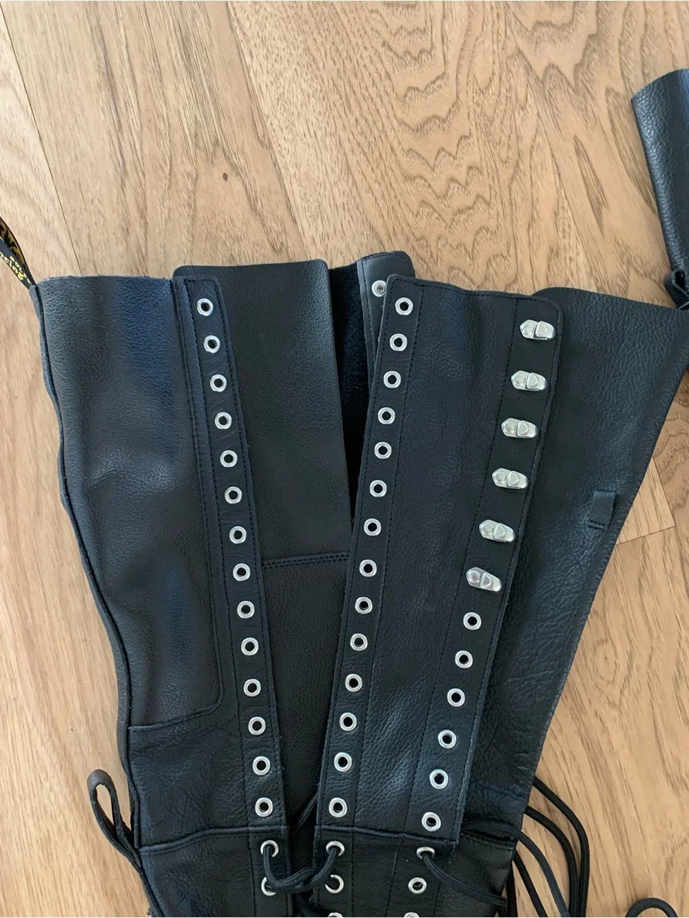 NEW Dr Martens Virginia Max Eyelet Lace Up Leather Black Thigh High Boots Size 6